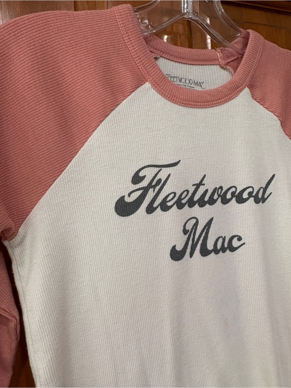 Fleetwood Mac Raglan Long Sleeve Tee - Cream & Dusty Rose - Picture 3 of 7
